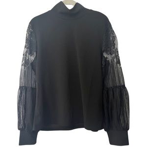 SheIn Lace Sleeve Mockneck Top